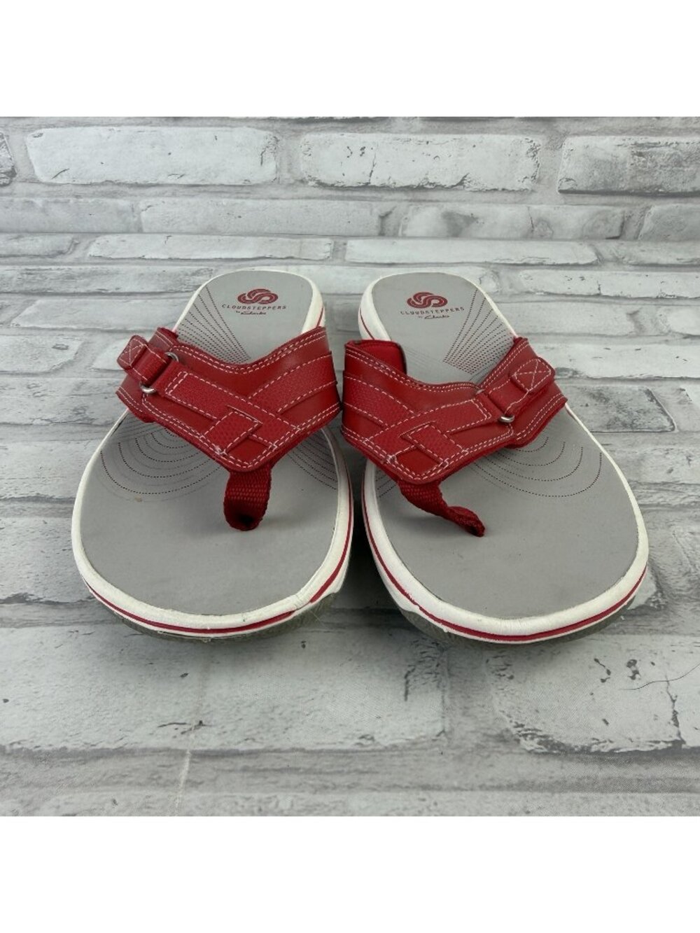 Clarks Cloudsteppers Thong Sandals US 6 RED Comfort Flip Flops